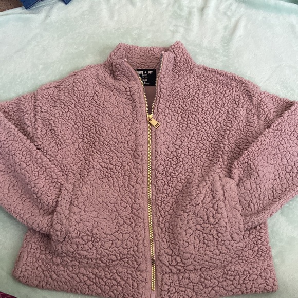 Blush and gold Sherpa jacket Size Medium - Picture 1 of 5